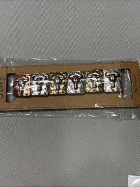 NWT Western Bull Skull Stretch Bracelet - Mixed Metal